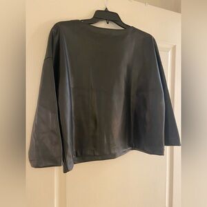 Max Studio NWT Black Faux Leather Top - M